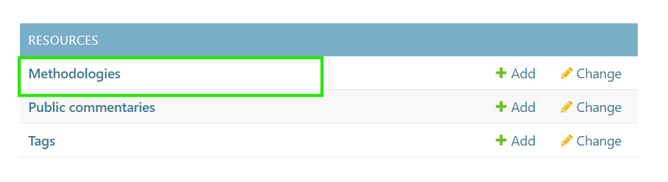 Methodology Settings in django admin.
