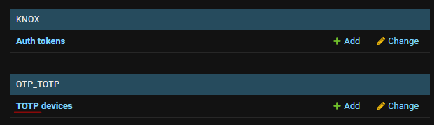 TOTP Devices in django admin.